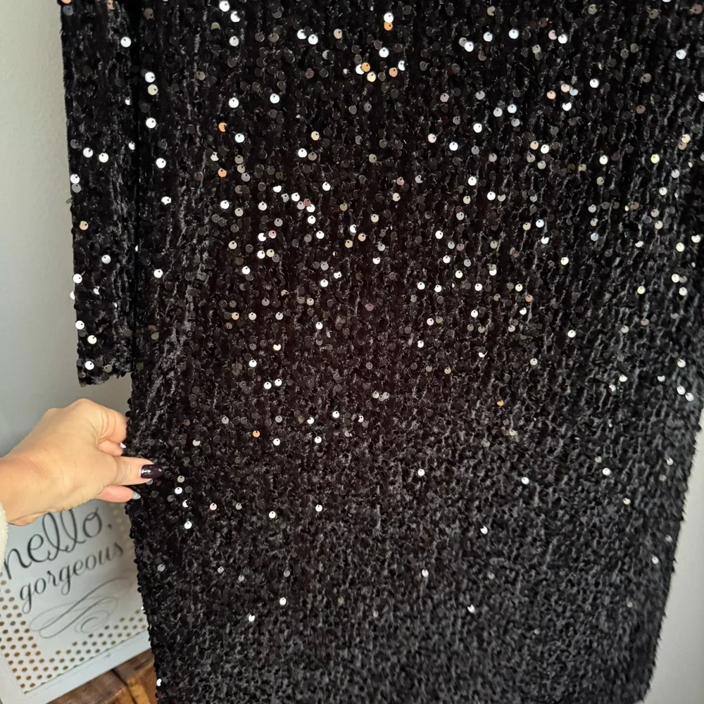 NWT J.McLaughlin Leeza Mini Black Sequin Shirt Dress Sz S - Picture 7 of 8